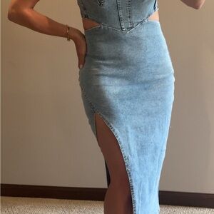 Denim Cutout Dress with Slit